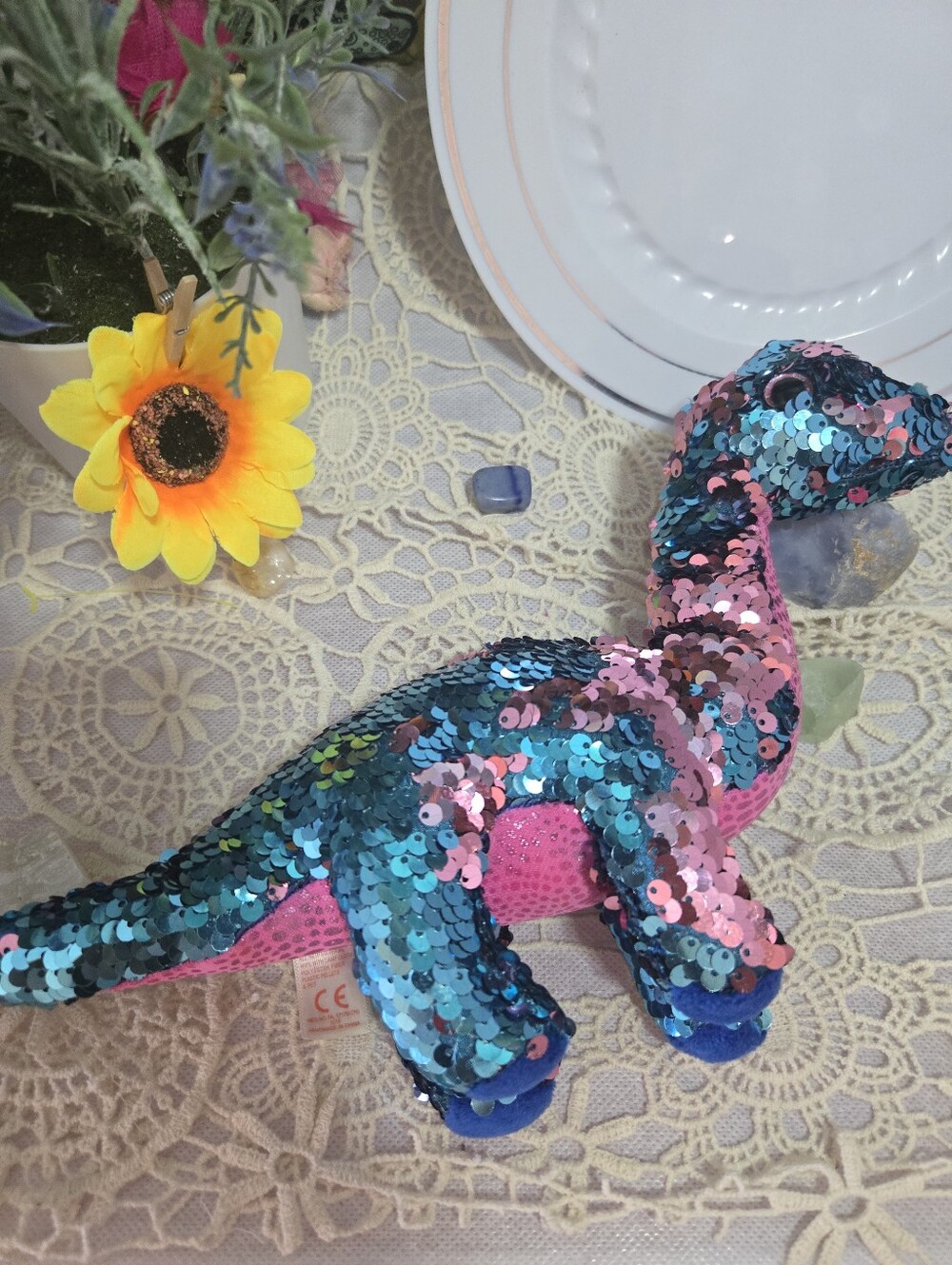4/$15 TY Flippables Tremor Dinosaur Reversible Sequin Plush